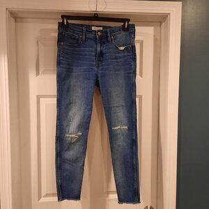 Madewell Jeans Womens 29 High Rise Skinny 9" Raw Hem Ankle Patched Boho